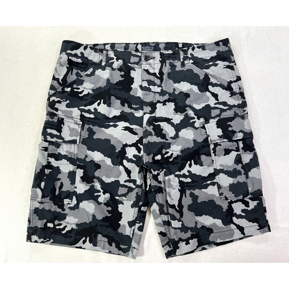 Levi Strauss Camo Cargo Shorts Mens 40 Black Gray Woodland Two Horse Brand 11”